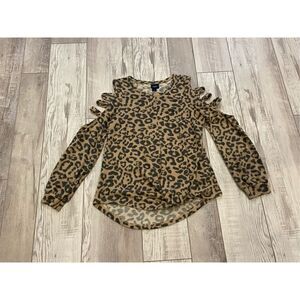 Daytrip, cold shoulder, leopard tunic, top sweater size S